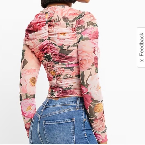 Express Floral Blouse in Pink and Red Sz M - Picture 2 of 9